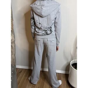 VTG Y2K BCBG Size L/M Grey/black Womens Tracksuit Set 2 Pc Flare Yoga